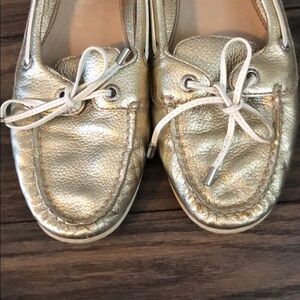 Sperry gold slip ons
